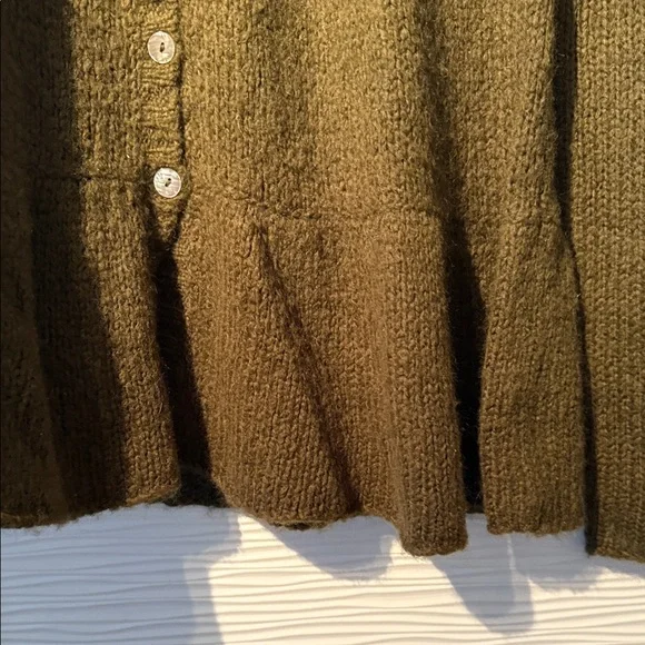 Free People Olive Green Button-Up Cardigan NWT - Picture 6 of 11